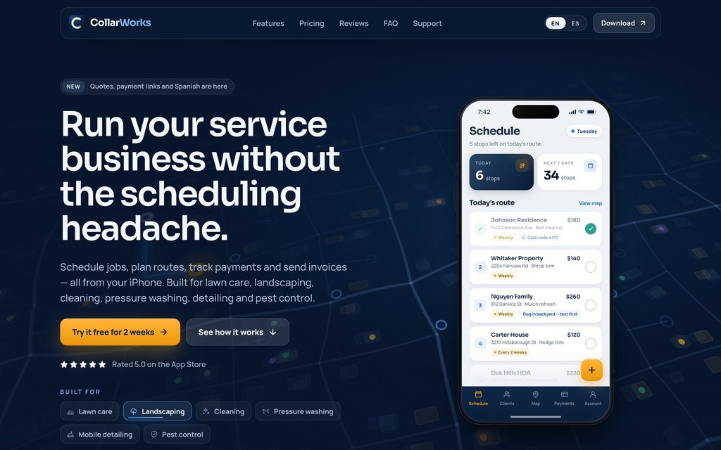 CollarWorks website on desktop