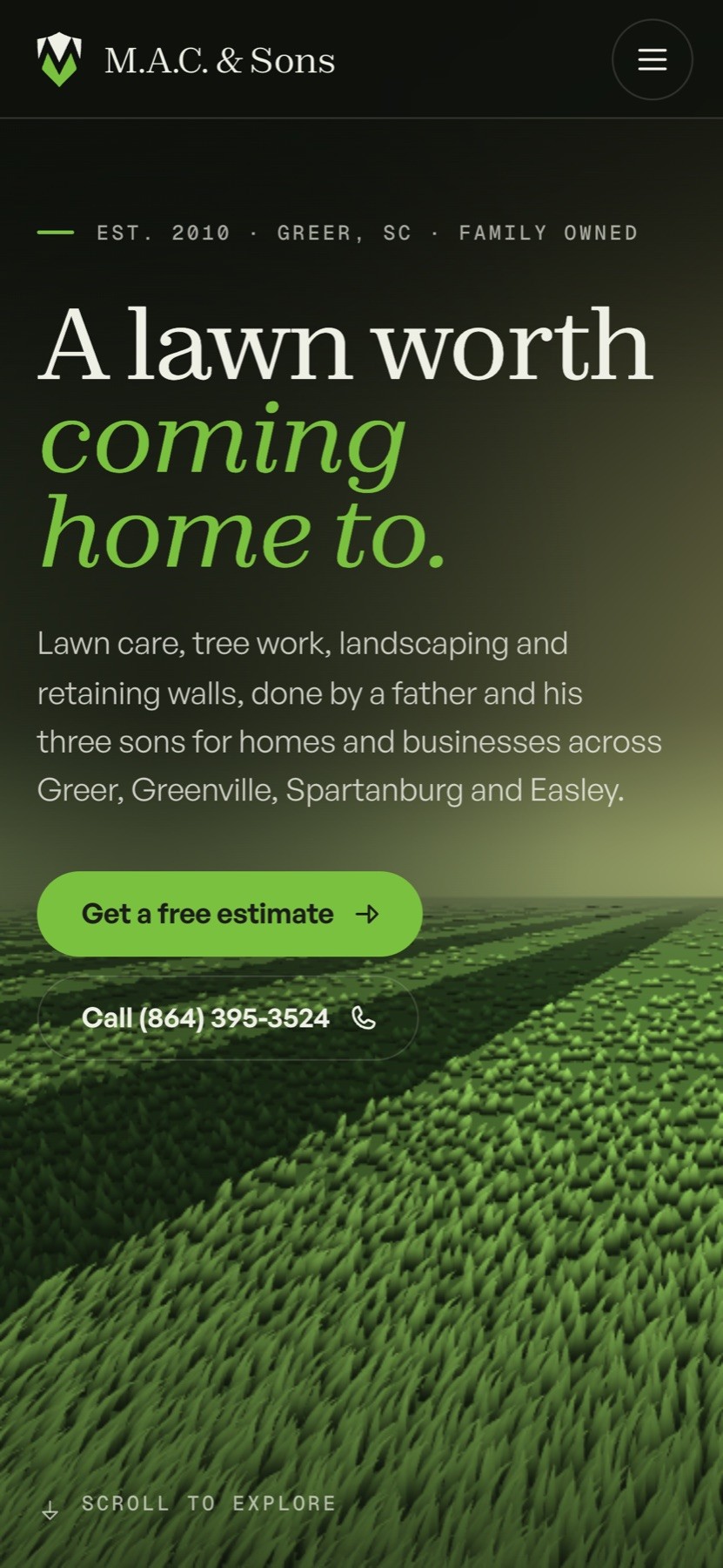 M.A.C. & Sons website on a phone